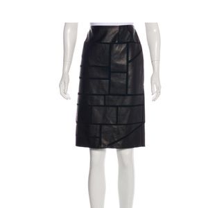 Lafayette 148 Leather Accented Knee-length Skirt